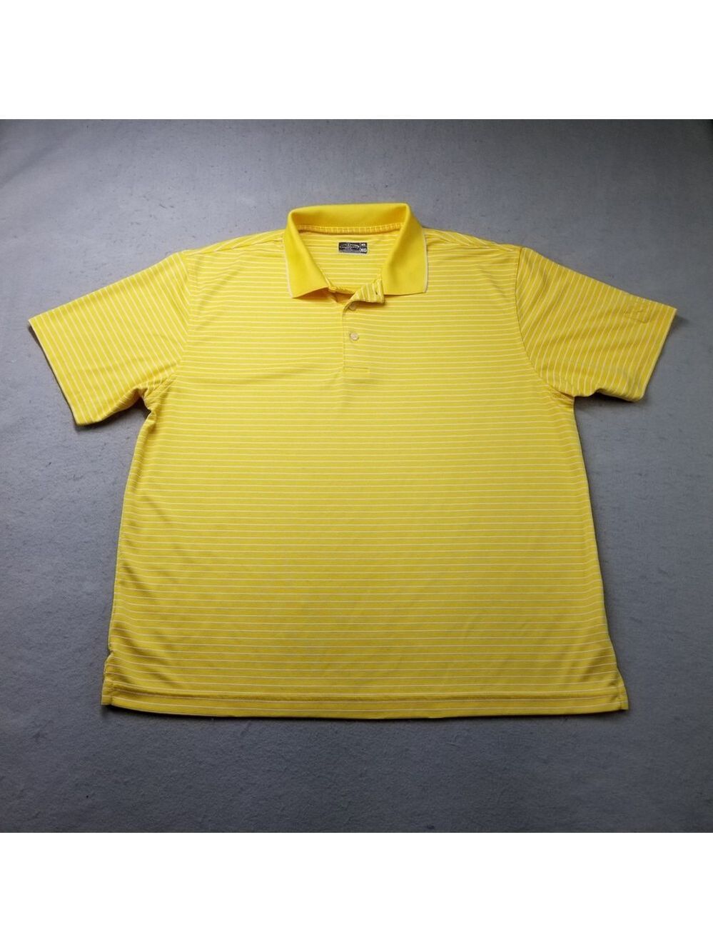 Championship Tour Polo Shirt Mens Size XL Yellow Striped Performance Golf